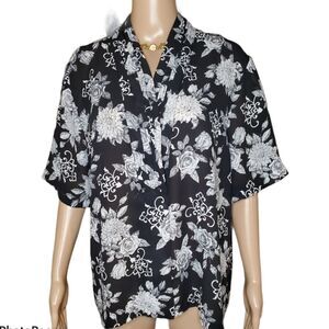 Lauren Lee Women’s Sheer Floral Blouse with Pleat